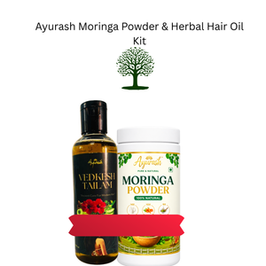 Ayurash Moringa Powder & Herbal Hair Oil Kit